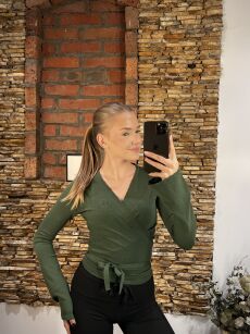 ROYAL CLUB SWETER KARDIGAN KOPERTOWY ZIELONY (MILITARNY)