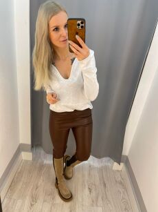 BY O LA LA! SPODNIE LEGGINSY ECO SKÓRA CZEKOLADA