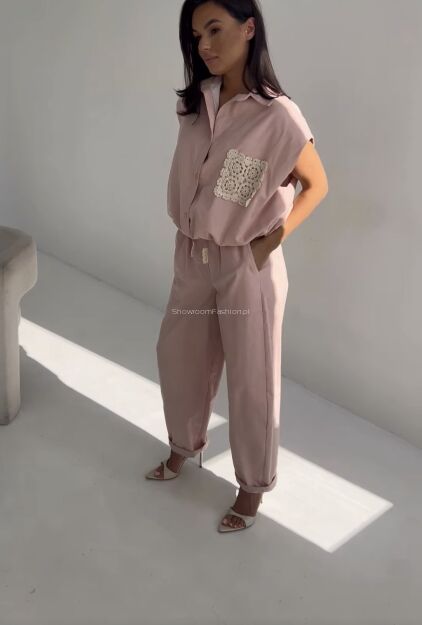 SEMPRE SPODNIE SZTRUKSOWE RÓŻ