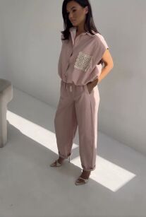 SEMPRE SPODNIE SZTRUKSOWE RÓŻ