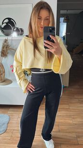 BY O LA LA! KRÓTKA BLUZA Z KIESZENIĄ ŻÓŁTA