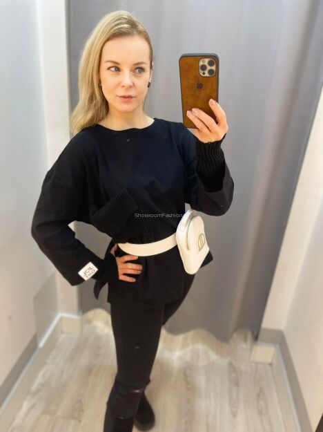 BY O LA LA! DRESOWA BLUZA ZE SWETREM CZARNA