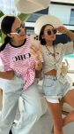 LA MILLA BLUZKA T-SHIRT CHIC Z WĘZŁĘM W PASY CZERŃ/BIEL/RÓŻ - 3