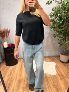 SWETER Z KRÓTKIMI RĘKAWAMI STELLA CZARNY