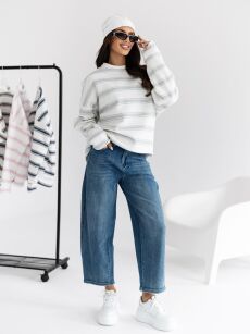 BY O LA LA! SPODNIE JEANSY BALLOON ELSA CIEMNONIEBIESKIE