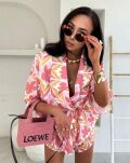 LA MILLA KOMPLET KOSZULA KIMONO + SZORTY RÓŻ/POMARAŃCZ - 5