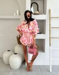 LA MILLA KOMPLET KOSZULA KIMONO + SZORTY RÓŻ/POMARAŃCZ - 6