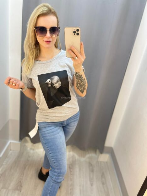 BY O LA LA! BLUZKA T-SHIRT FOTO SZARA II