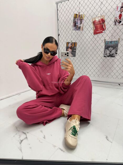 LA MILLA SPODNIE DRESOWE WIDE LEG STYLE BORDO/POMADKA