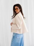 BY O LA LA! OVERSIZOWA MARYNARKA JEDEN GUZIK BEŻ (NUDE) - 2