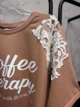 ROYAL CLUB T-SHIRT COFFEE THERAPY CIEMNY BEŻ - 3