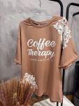 ROYAL CLUB T-SHIRT COFFEE THERAPY CIEMNY BEŻ - 2