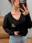 ROYAL CLUB SWETER V-NECK Z LOGIEM CZARNY - 3