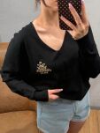 ROYAL CLUB SWETER V-NECK Z LOGIEM CZARNY - 4