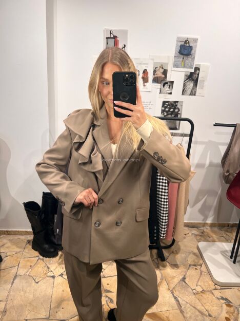 SEMPRE KOMPLET GARNITUR IZABELLA Z FALBANĄ PIASKOWY BEŻ