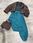 BY O LA LA! DRESOWE SPODNIE NEW FASHION PETROL (TURKUS) - 2