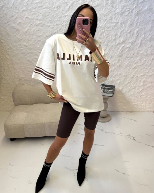 LA MILLA BLUZKA T-SHIRT OVERSIZE PARIS ŚMIETANA