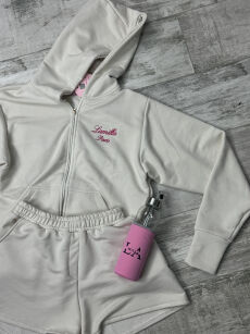 LA MILLA KOMPLET DRESOWY SPODENKI + BLUZA JASNY BEŻ/RÓŻ