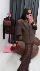 LA MILLA MARYNARKA Z KORONKOWYMI RĘKAWAMI CZEKOLADA