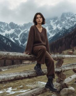 YARN OVERSIZOWY SWETER PREMIUM SANDY BRĄZ