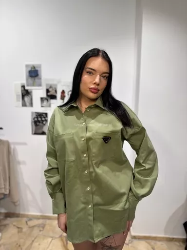 LA MILLA KOSZULA Z TRÓJKĄTNYM LOGO ZIELONA