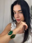 GRUBA BRANSOLETKA Z KAMIENIAMI NATURALNYMI ZŁOTO/ZIELEŃ - 4