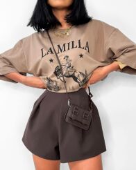 LA MILLA SPODENKI SZORTY Z ZASZYWKAMI CZEKOLADA