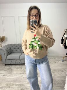 SWETER CHOINKA BEŻOWY