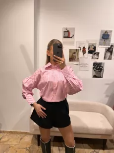 LA MILLA KOSZULA W PASY Z KÓŁKIEM Z TYŁU RÓŻ/BIEL