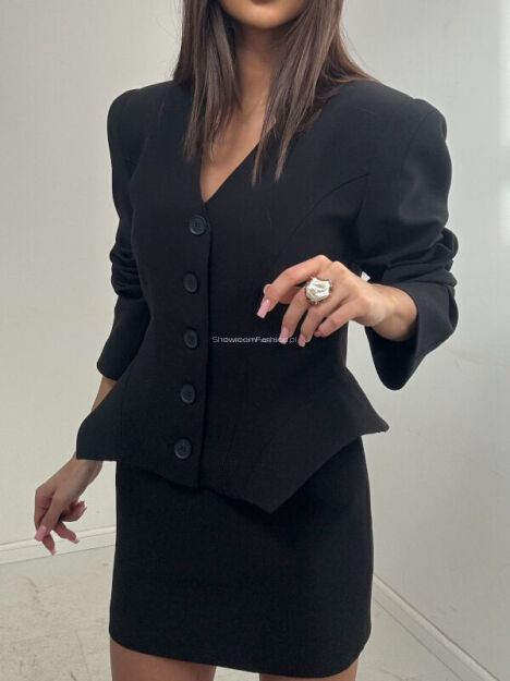 EMO KOMPLET MARYNARKA + SPÓDNICA TESSA CZARNY