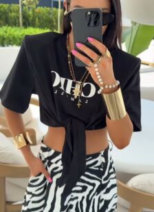 LA MILLA BLUZKA T-SHIRT CHIC Z WĘZŁĘM CZARNA