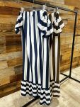 BY O LA LA!  SUKIENKA MAXI W GRUBE PASY BIEL/GRANAT - 5