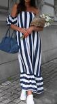 BY O LA LA!  SUKIENKA MAXI W GRUBE PASY BIEL/GRANAT - 2