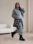 BY O LA LA! BLUZA Z WYSOKĄ STÓJKĄ SZARA (SMOKE GREY) - 2