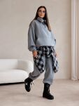 BY O LA LA! BLUZA Z WYSOKĄ STÓJKĄ SZARA (SMOKE GREY) - 3
