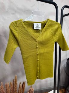 ROYAL CLUB SWETER KARDIGAN Z KRÓTKIM RĘKAWEM ZIELONY (LIMONKA)