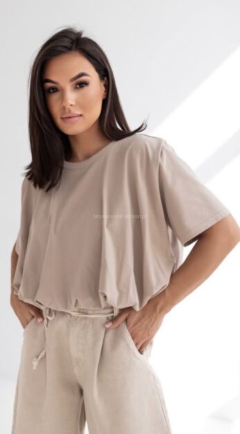SEMPRE T-SHIRT OVERSIZE BOMBKA CIEMNY BEŻ