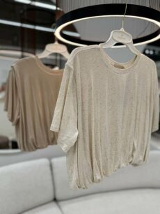 SEMPRE T-SHIRT OVERSIZE BOMBKA CIEMNY BEŻ