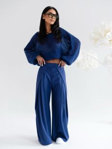 BY O LA LA! SPODNIE Z ZAKŁADKĄ RILEY GRANAT (DENIM)