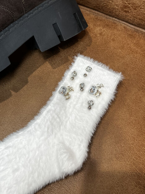 SKARPETY MINK HAIR BIAŁE RENIFER