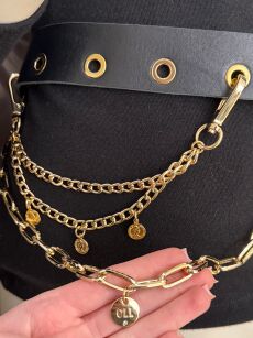 BY O LA LA...! PASEK Z ŁAŃCUSZKIEM CZARNY/ZŁOTO