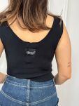 MINOUU BLUZKA TOP PRĄŻEK V-NECK CZARNY - 4