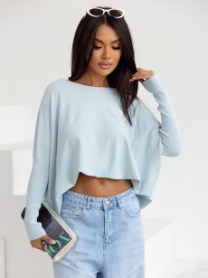 BY O LA LA...! SWETER NIETOPERZ V-NECK NAOMI BLUE MINT