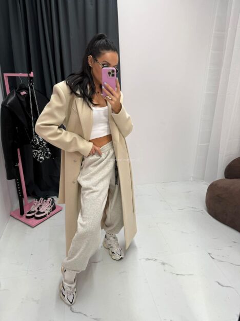 LA MILLA WEŁNIANY PŁASZCZ JODEŁKA JASNY BEŻ