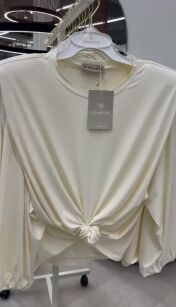 SEMPRE LEJĄCA BLUZKA Z PODUSZKAMI CIEMNY BEŻ