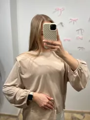 SEMPRE LEJĄCA BLUZKA Z PODUSZKAMI CIEMNY BEŻ