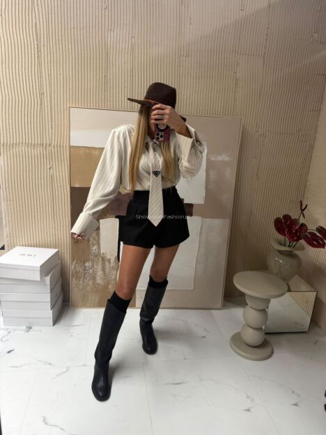 LA MILLA KOSZULA Z KRAWATEM W PASY BEŻ