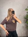SWETER DAMSKI OVERSIZE Z BABY ALPAKĄ CZEKOLADA - 2