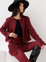 BY O LA LA...! KOMPLET MARYNARKA + SPÓDNICA A'LA CHANEL BORDO (MERLOT)