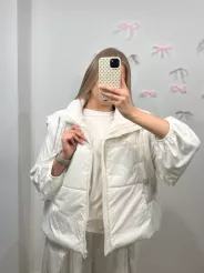 SEMPRE PIKOWANA KAMIZELKA OVERSIZE ŚMIETANA